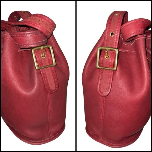 Vintage Coach Lulas Legacy Red Drawstring Crossbody Bucket Bag 9952 - Picture 8 of 16